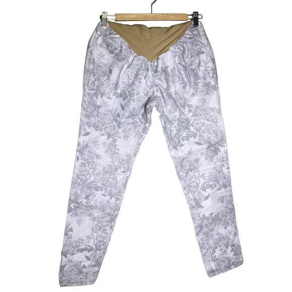 4/$25 Jessica Simpson Women Maternity Jeans Floral Rose Full Panel Denim Pant L - Picture 1 of 9